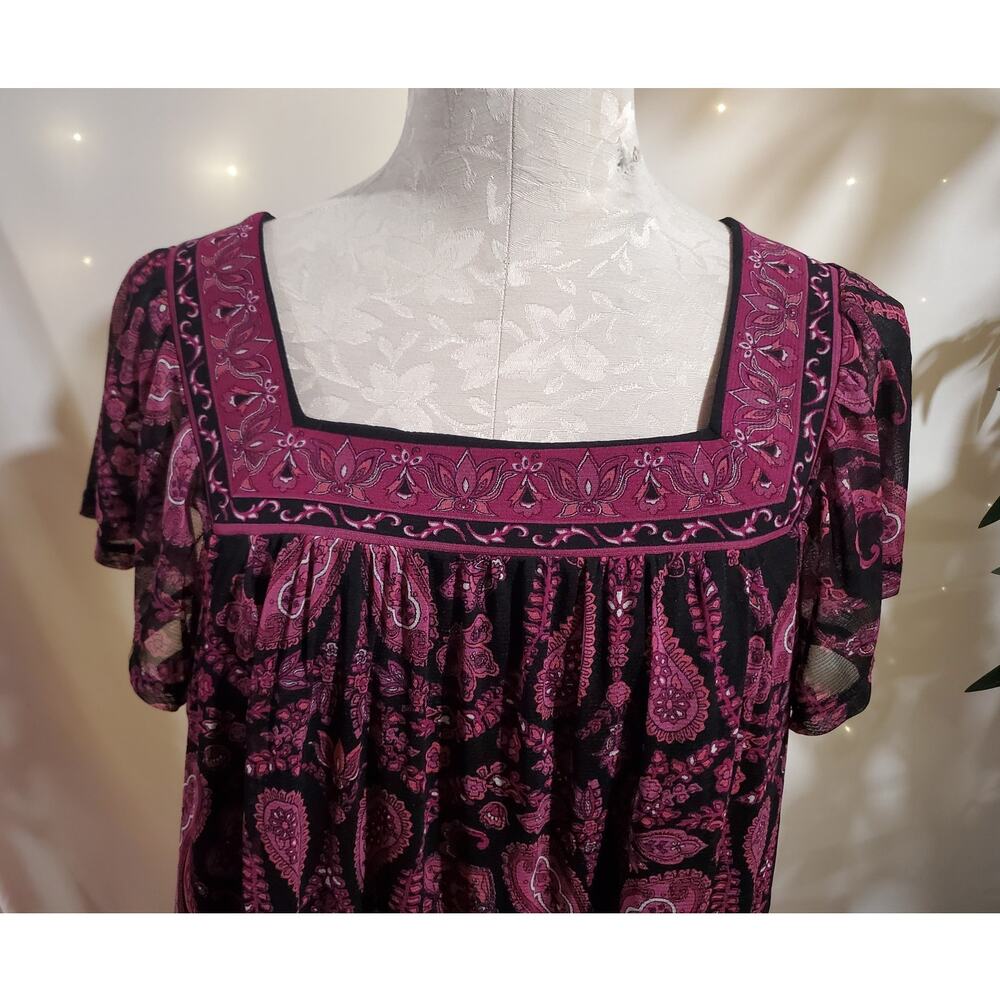 Vtg Y2K Apt 9 Sheer Mesh Paisley Square Neck Top Sz XL Fairy Grunge Boho Whimsy - Picture 5 of 11